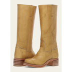 Bottes hautes femme à talon bloc et bout carré, du 35 au 46, jaune