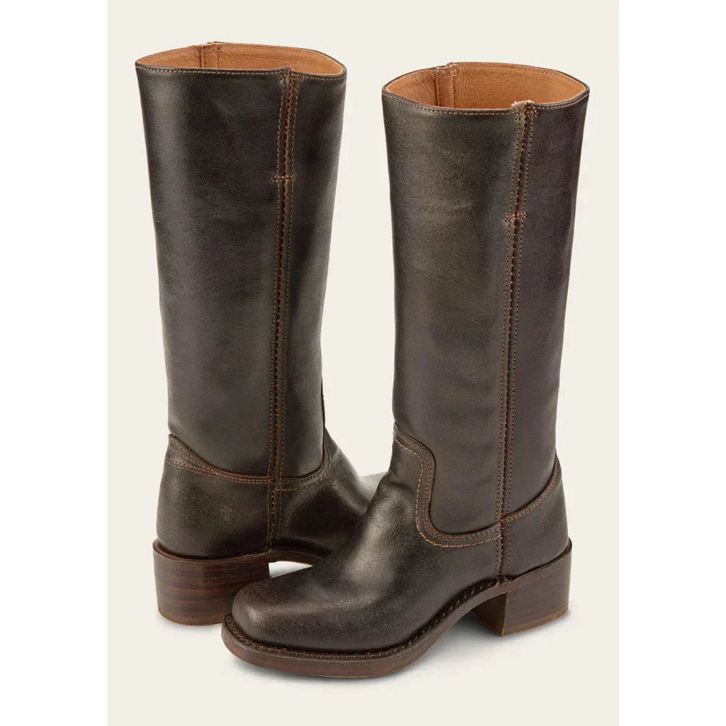 Bottes hautes femme à talon bloc et bout carré, du 35 au 46, marron foncé