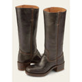 Bottes hautes femme à talon bloc et bout carré, du 35 au 46, marron foncé