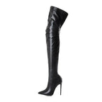 Bottes hautes femme noires au-dessus du genou, talon haut