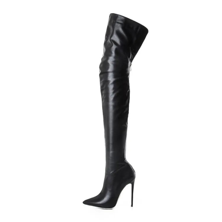 Bottes hautes femme noires au-dessus du genou, talon haut
