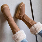 Bottes hautes femme kaki, doublure chaude, semelle antidérapante