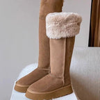 Bottes hautes femme kaki, doublure chaude, semelle antidérapante