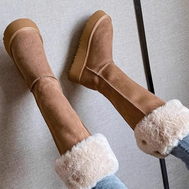 Bottes hautes femme kaki, doublure chaude, semelle antidérapante