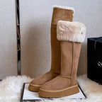 Bottes hautes femme kaki, doublure chaude, semelle antidérapante, kaki
