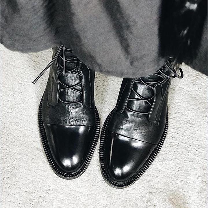 Bottes hautes femme à lacets et zip latéral, talon moyen
