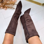 Bottes hautes femme à talon bloc de 8 cm, fermeture éclair