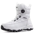 Bottes d'hiver homme doublées de peluche, serrage par molette, blanc