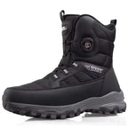 Bottes d'hiver homme doublées de peluche, serrage par molette, noir