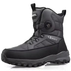 Bottes d'hiver homme doublées de peluche, serrage par molette, gris