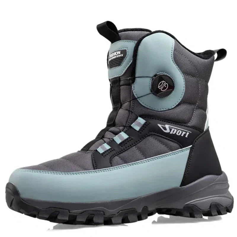 Bottes d'hiver homme doublées de peluche, serrage par molette, vert