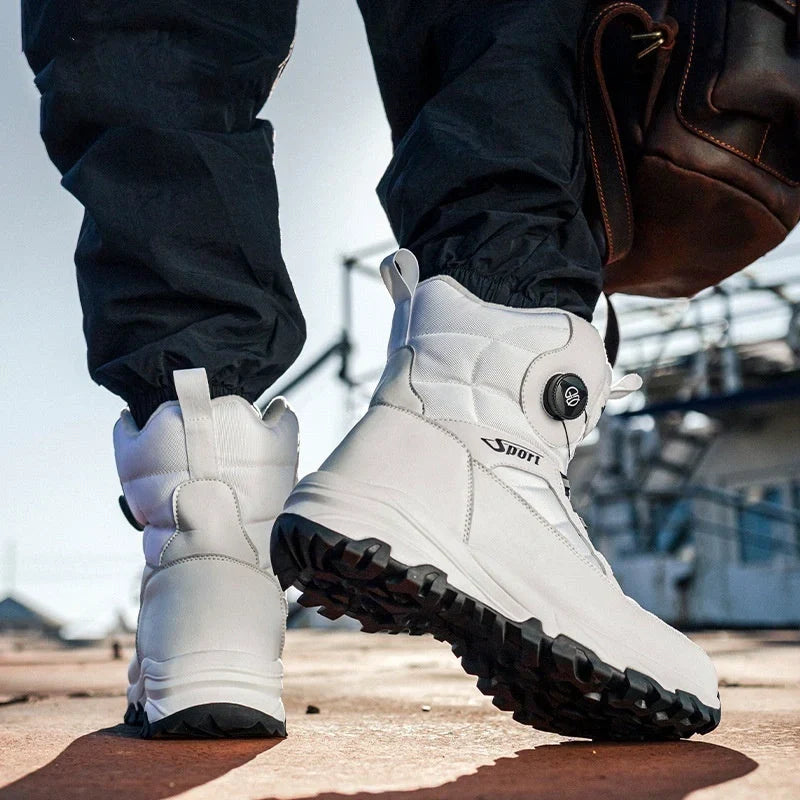 Bottes d'hiver homme doublées de peluche, serrage par molette