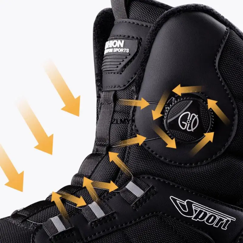 Bottes d'hiver homme doublées de peluche, serrage par molette
