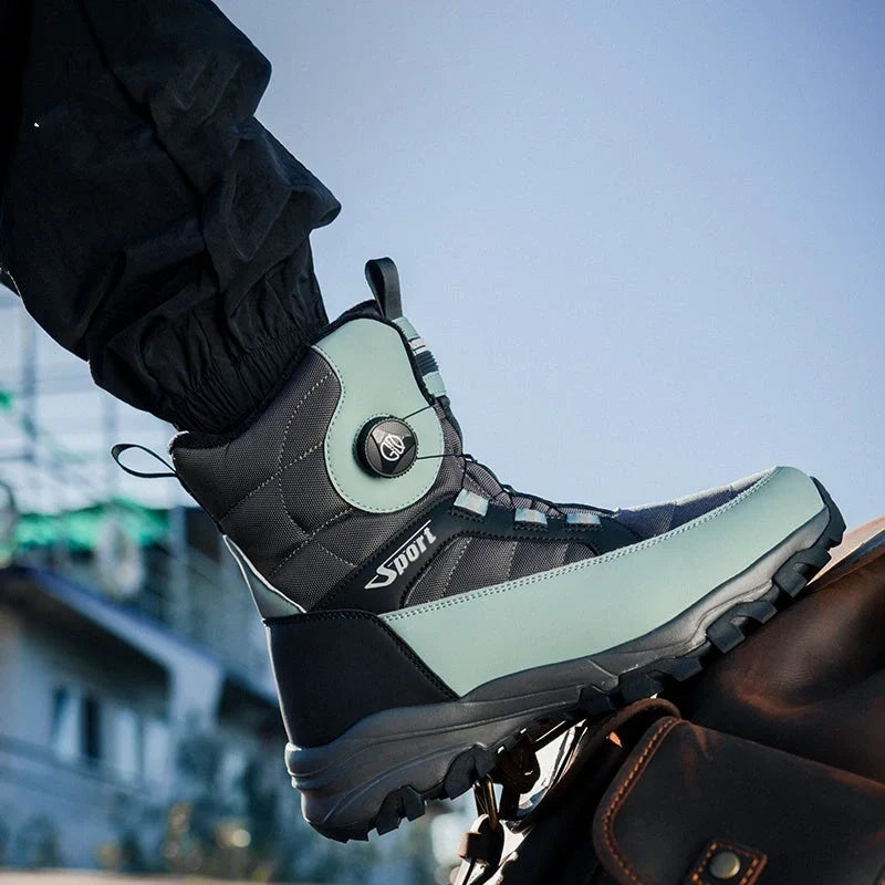 Bottes d'hiver homme doublées de peluche, serrage par molette