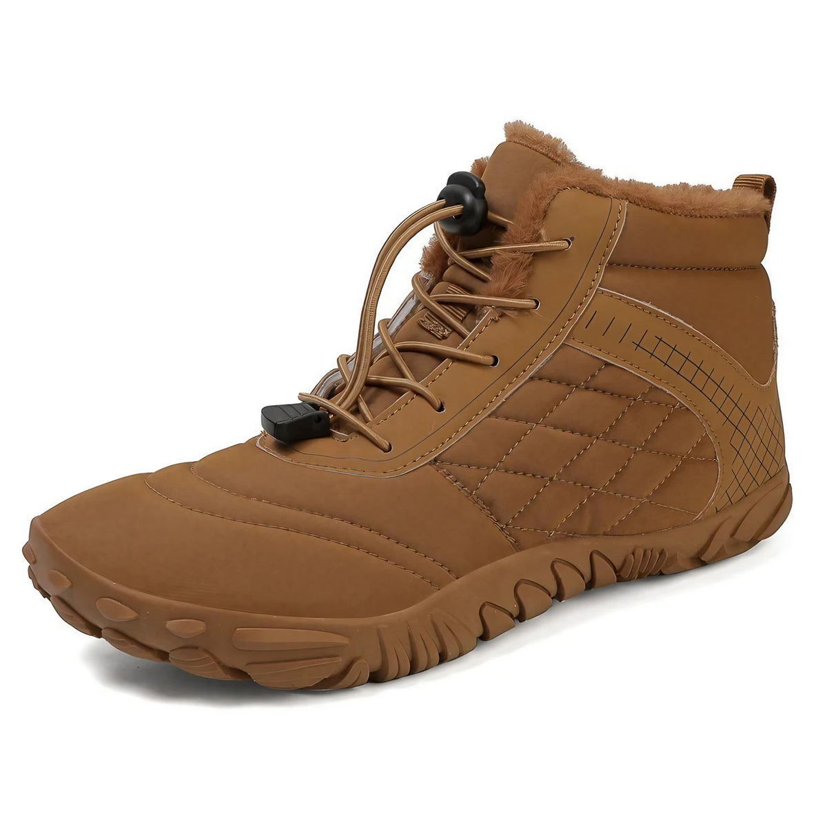 Bottines d'hiver pieds nus fourrées, à enfiler, du 35 au 48, marron