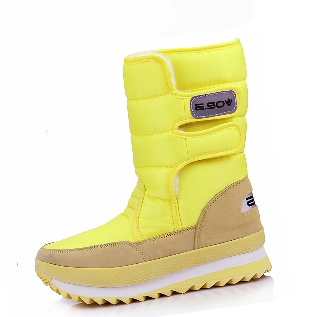 Bottes d'hiver femme imperméables et rembourrées, dix coloris, jaune