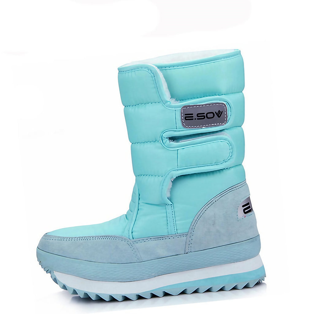 Bottes d'hiver femme imperméables et rembourrées, dix coloris, bleu