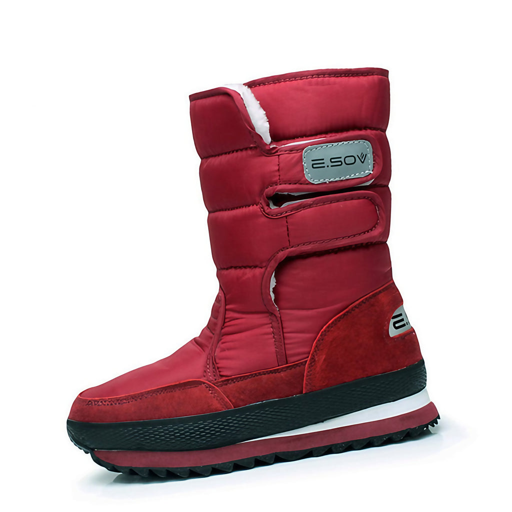 Bottes d'hiver femme imperméables et rembourrées, dix coloris, rouge