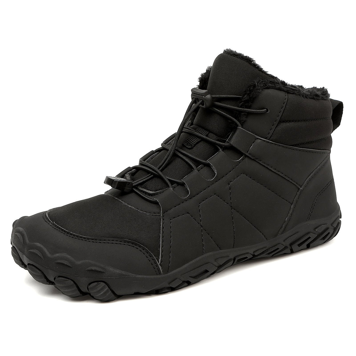 Bottes pieds nus d'hiver fourrées et imperméables, mixtes, noir
