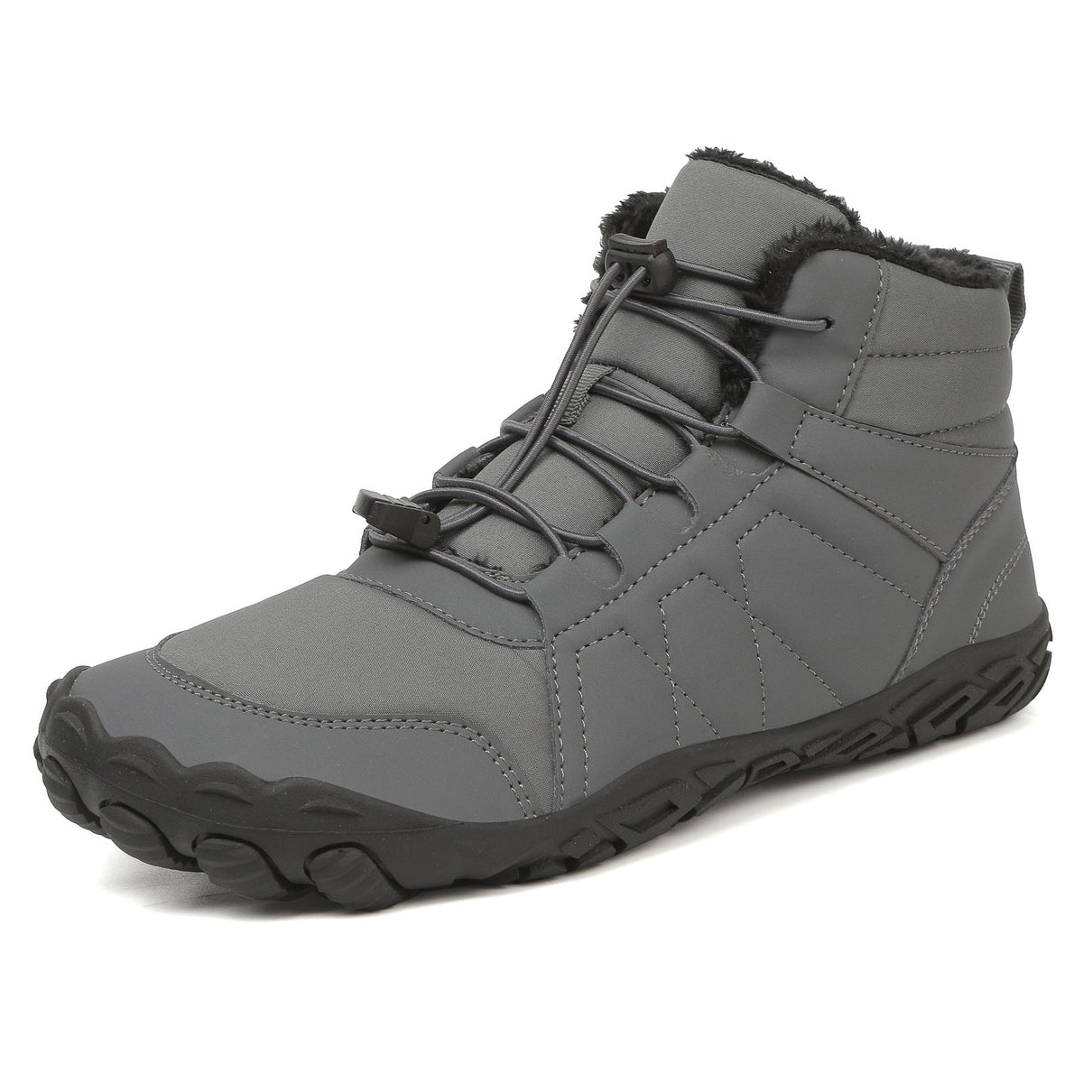 Bottes pieds nus d'hiver fourrées et imperméables, mixtes, gris
