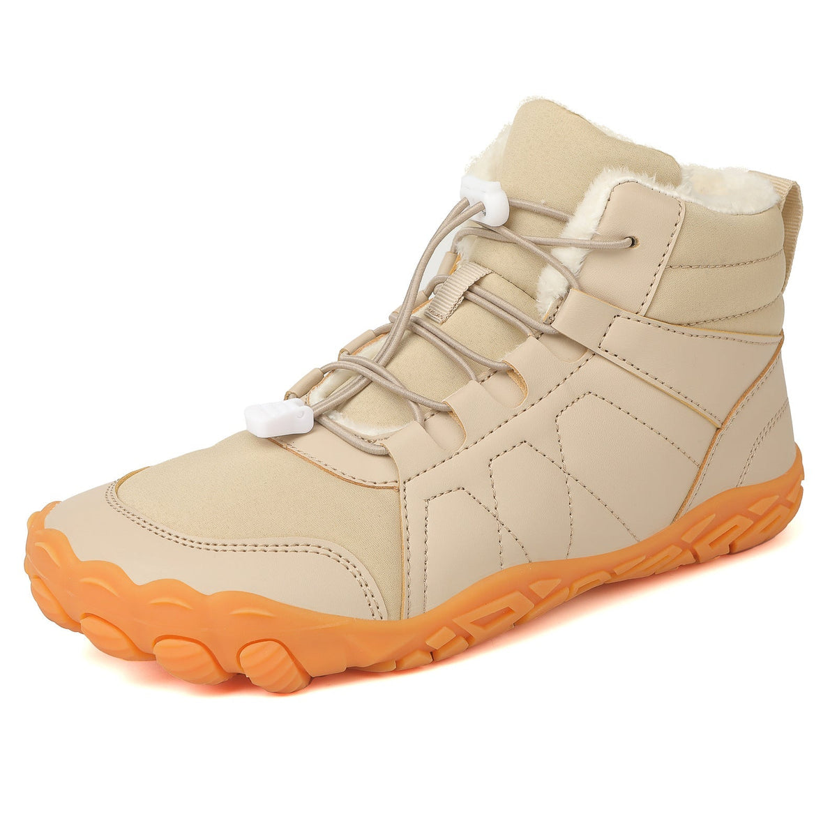 Bottes pieds nus d'hiver fourrées et imperméables, mixtes, beige