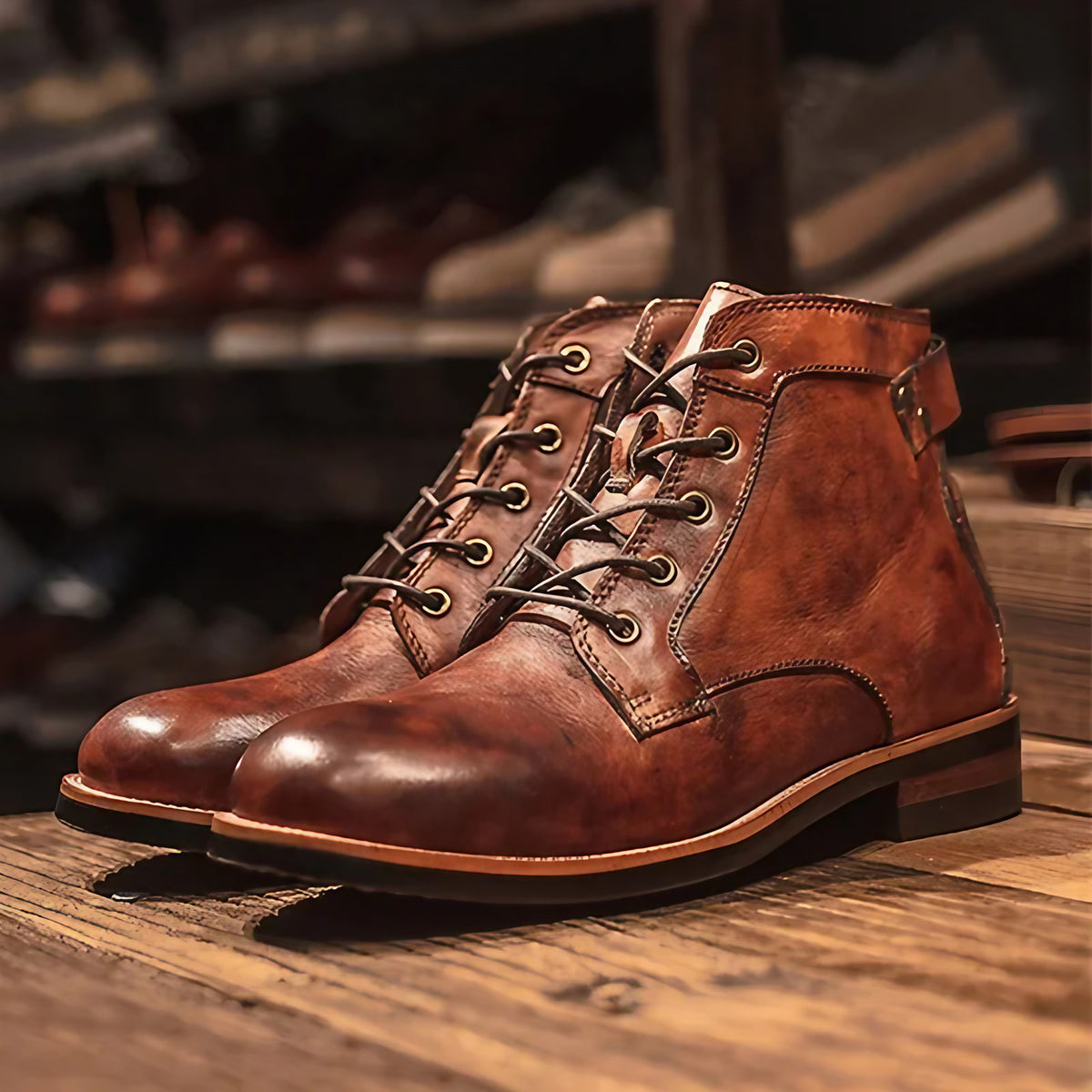 Bottes homme style rétro, noir ou marron, du 38 au 45, marron