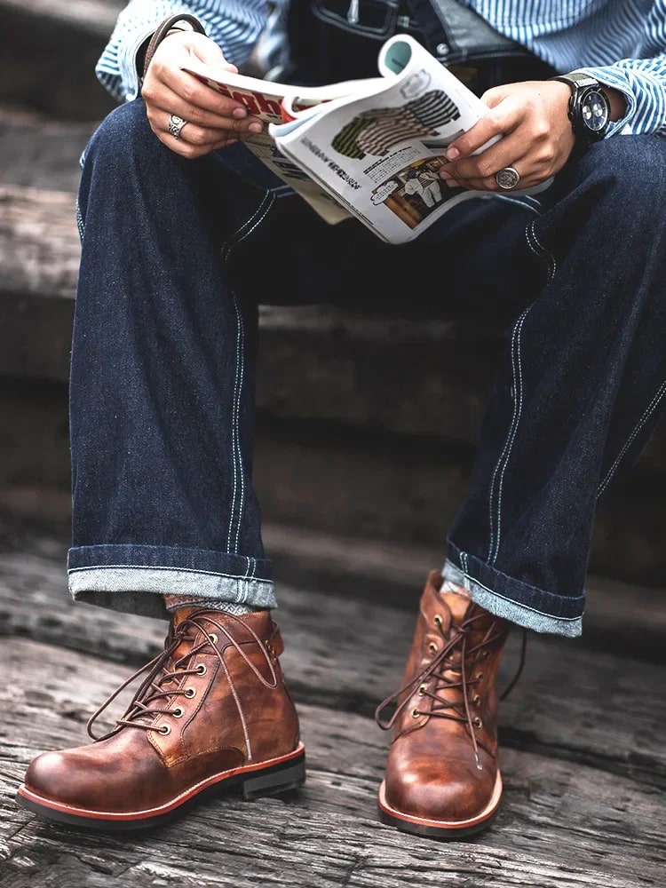 Bottes homme style rétro, noir ou marron, du 38 au 45