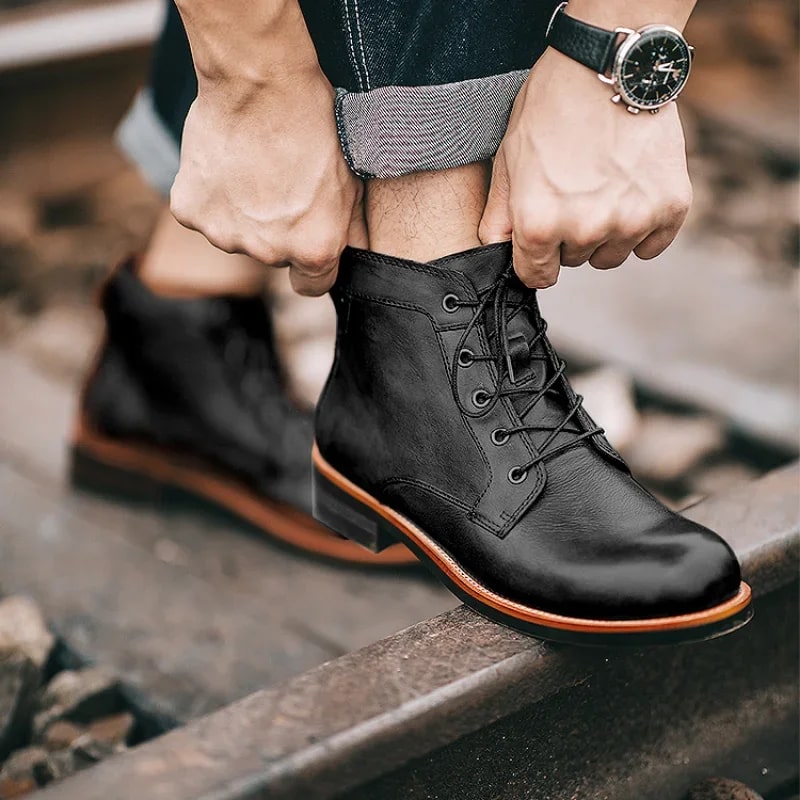Bottes homme style rétro, noir ou marron, du 38 au 45