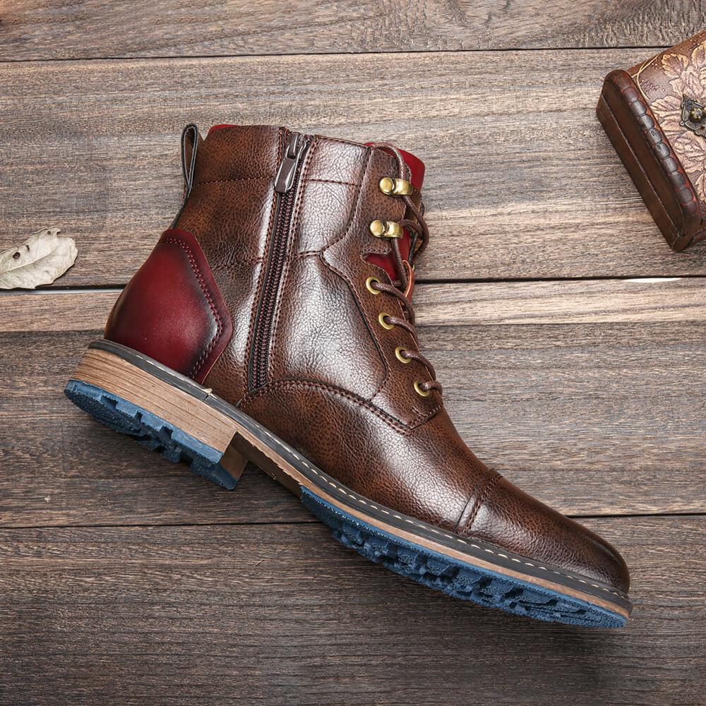 Bottes homme à lacets et fermeture éclair, semelle antidérapante