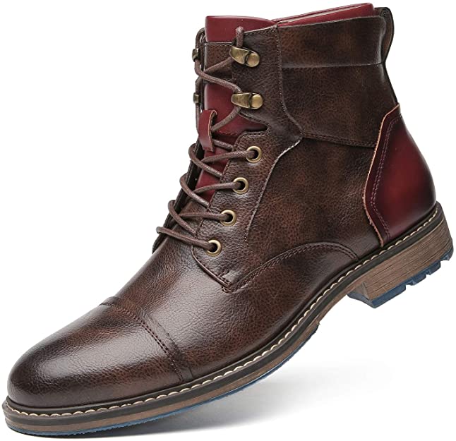 Bottes homme à lacets et fermeture éclair, semelle antidérapante