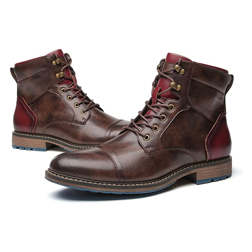 Bottes homme à lacets et fermeture éclair, semelle antidérapante