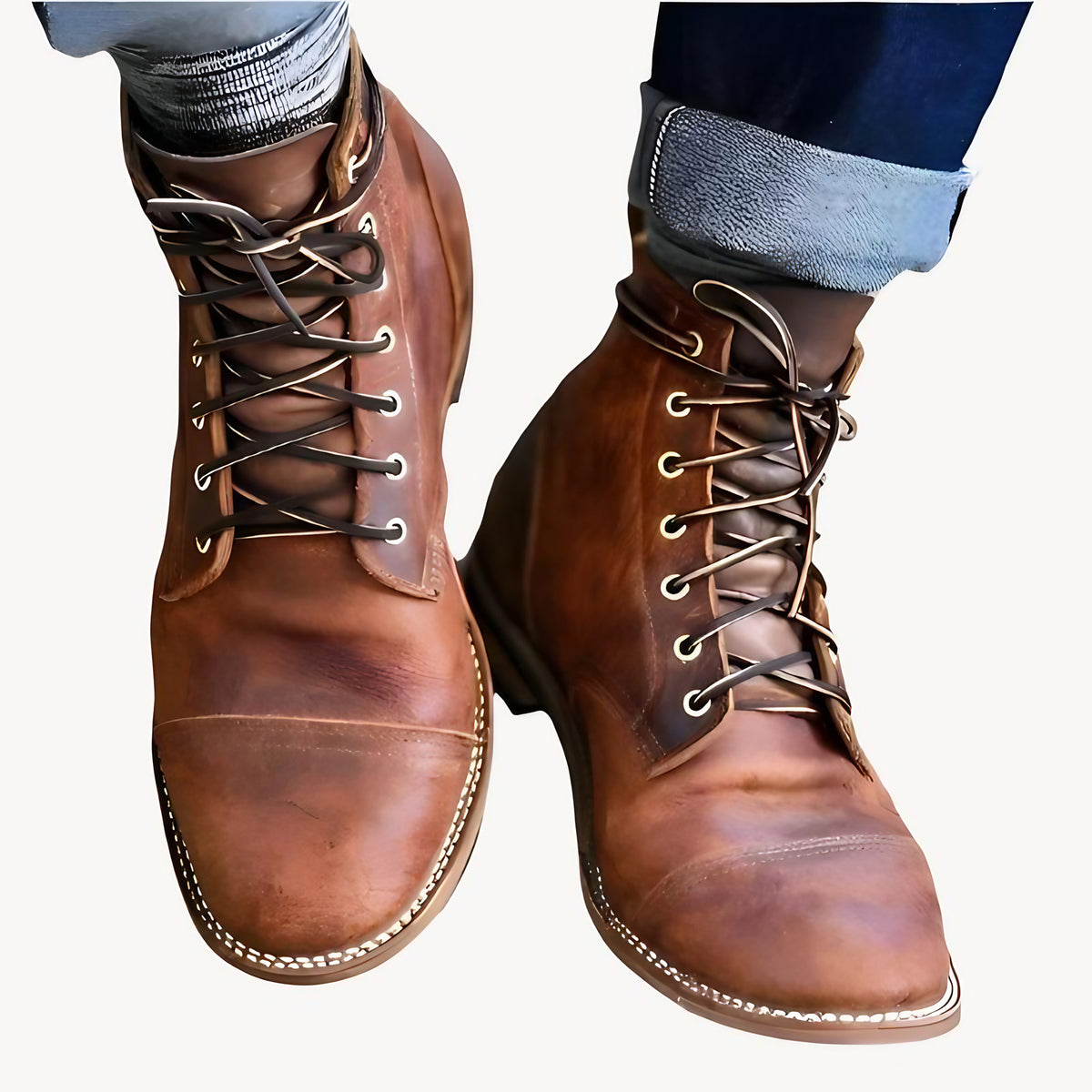 Bottes homme à tige haute, semelle antidérapante, marron, marron