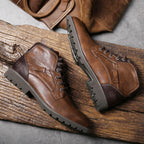 Bottes homme à lacets, semelle caoutchouc antidérapante
