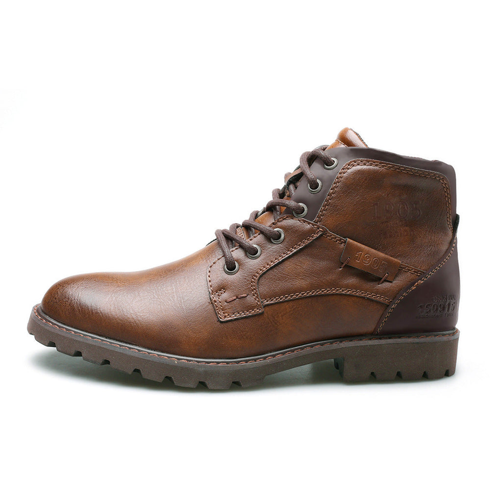 Bottes homme à lacets, semelle caoutchouc antidérapante