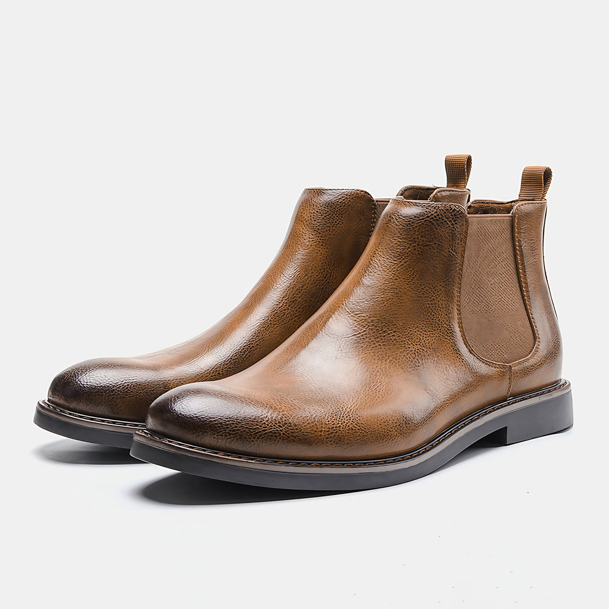 Bottines homme à élastiques latéraux, doublure chaude, marron foncé