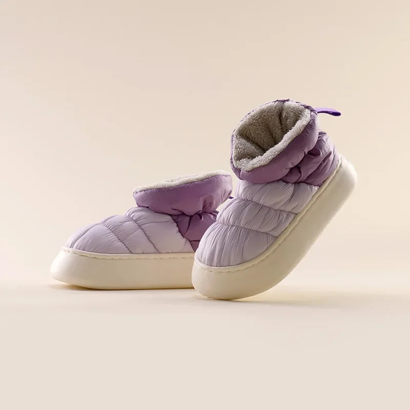Bottes d'hiver imperméables mixtes, doublure chaude, violet
