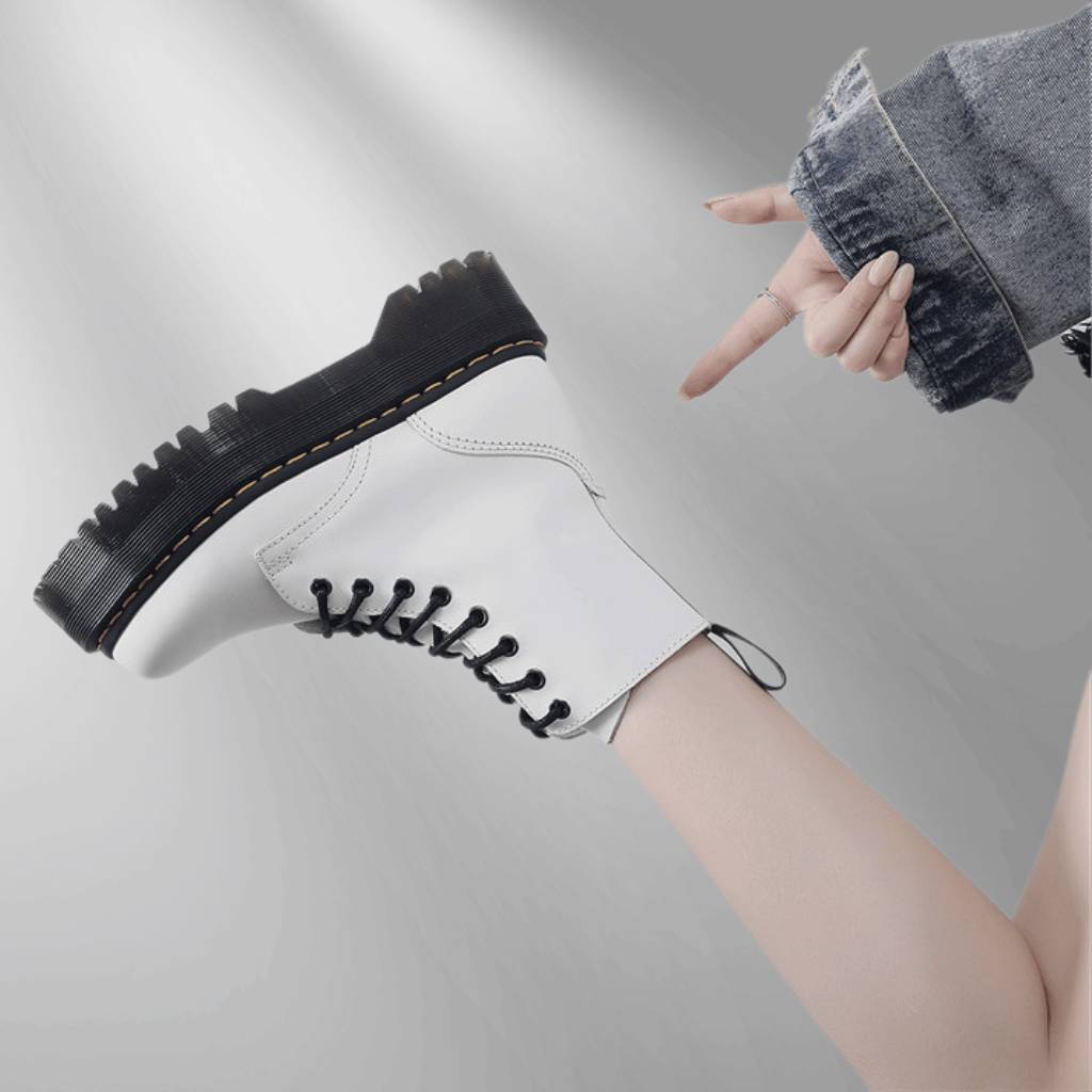 Bottines femme à zip latéral, tige de 15 cm, blanc ou noir