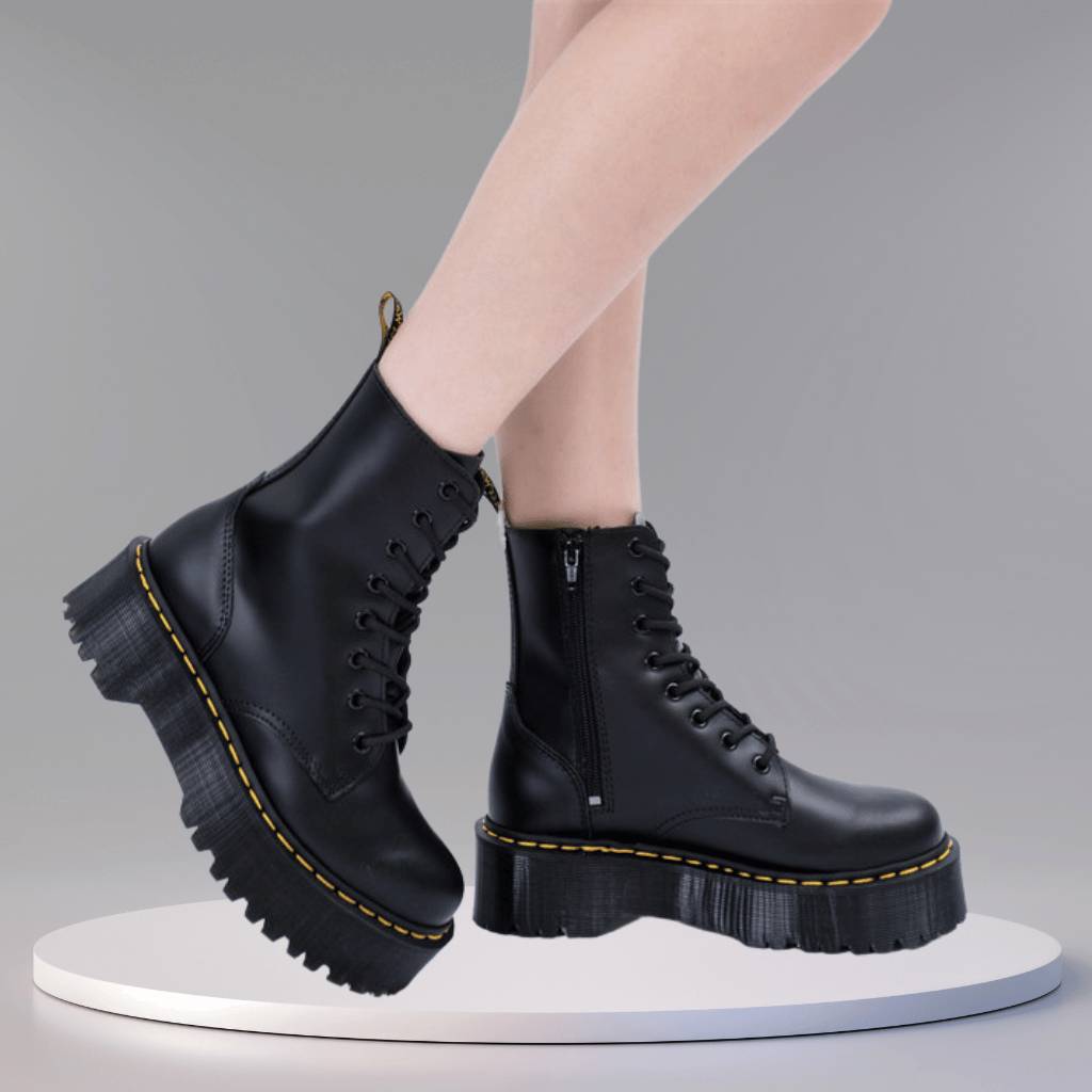 Bottines femme à zip latéral, tige de 15 cm, blanc ou noir
