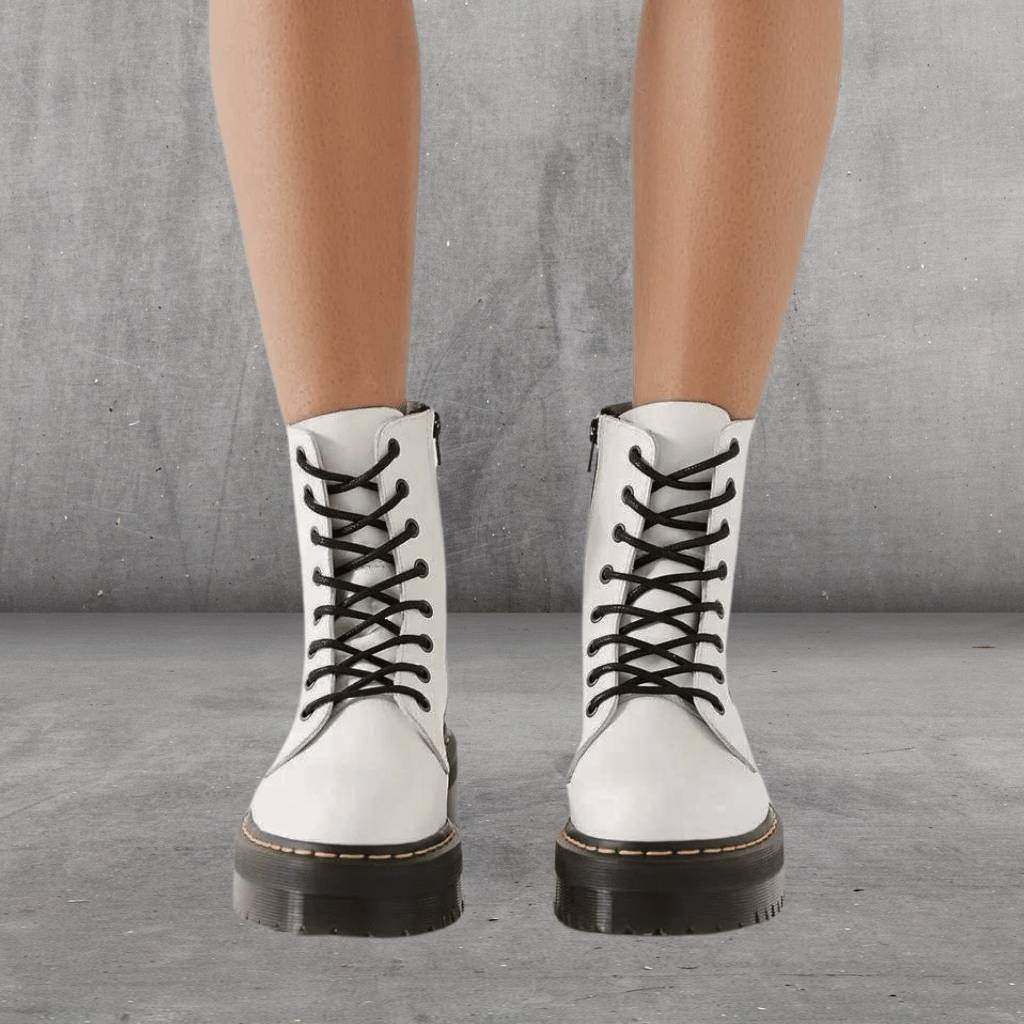 Bottines femme à zip latéral, tige de 15 cm, blanc ou noir
