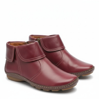 Bottines femme imperméables à zip latéral et surpiqûres, rouge