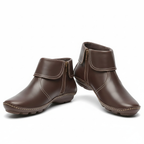 Bottines femme imperméables à zip latéral et surpiqûres, marron