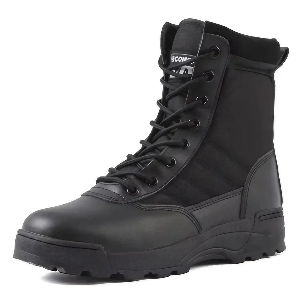 Bottes militaires mixtes, tige en maille, semelle en caoutchouc, noir