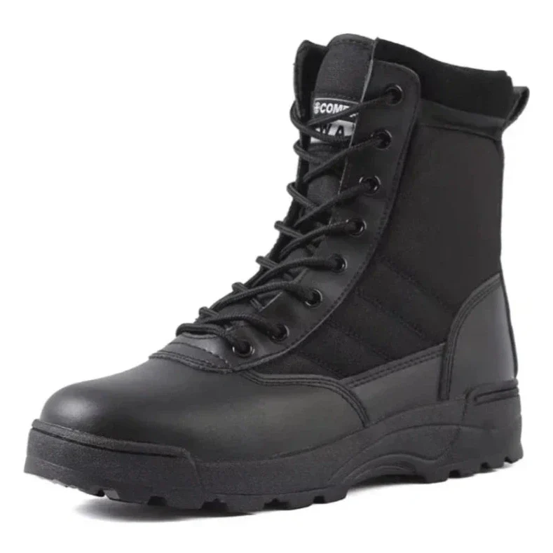 Bottes militaires mixtes, tige en maille, semelle en caoutchouc, noir