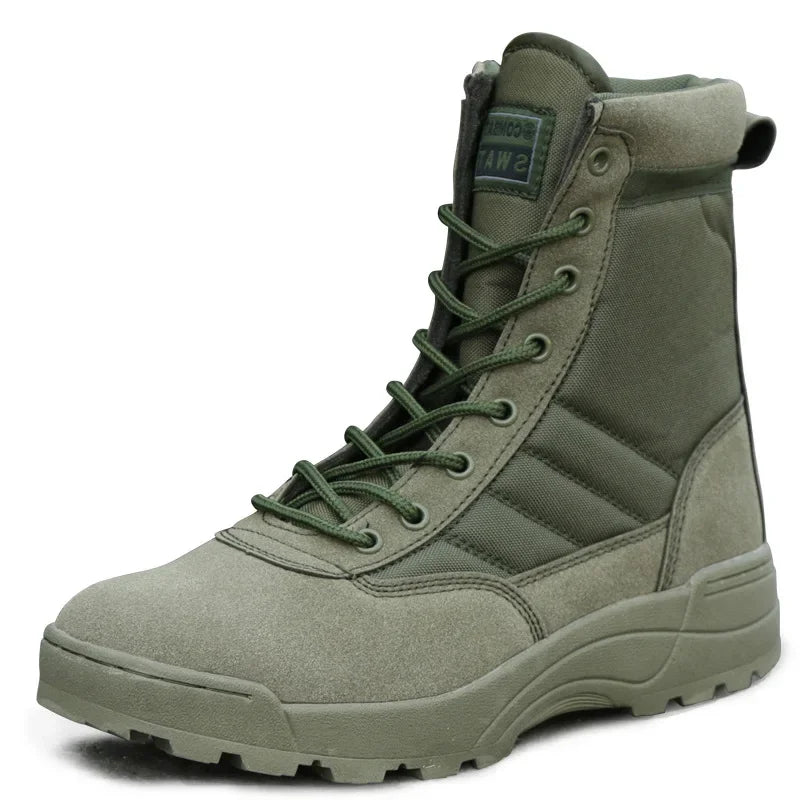 Bottes militaires mixtes, tige en maille, semelle en caoutchouc, vert