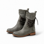 Bottes montantes femme à lacets, semelle intérieure rembourrée, gris