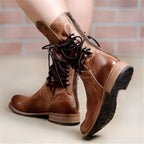 Bottes montantes femme à lacets, semelle intérieure rembourrée