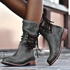 Bottes montantes femme à lacets, semelle intérieure rembourrée