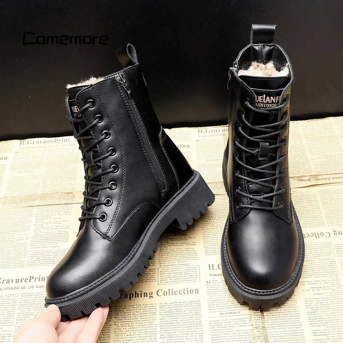 Bottes d'hiver femme noires à doublure chaude, du 35 au 40