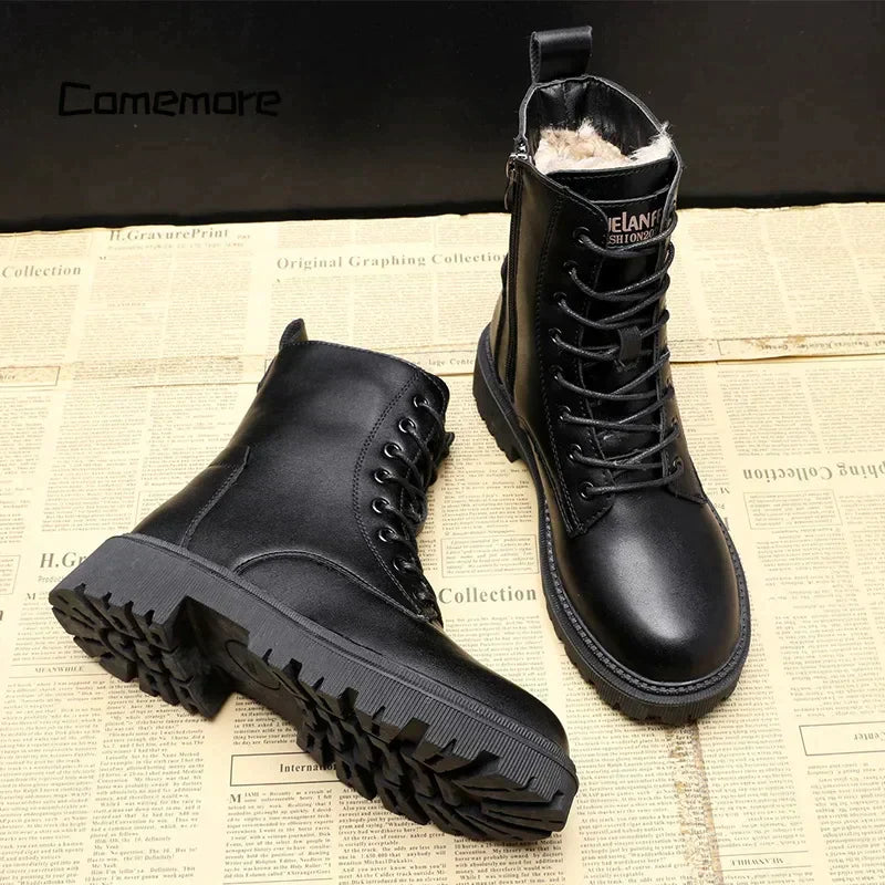 Bottes d'hiver femme noires à doublure chaude, du 35 au 40