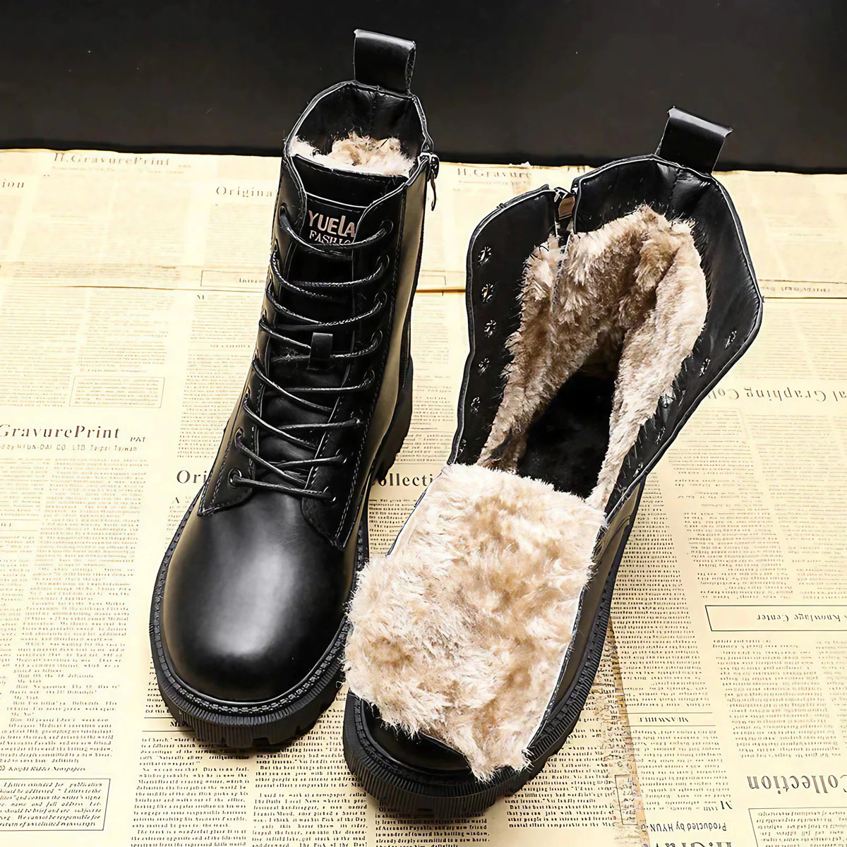 Bottes d'hiver femme noires à doublure chaude, du 35 au 40, noir